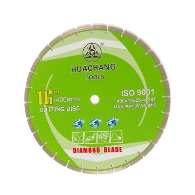 Máy ép lạnh chất lượng cao 16 inch 400 × 2.6 / 3.4 × 10 × 25.4mm × 28T Lưỡi kim cương được phân đoạn cho mục đích chung, đá