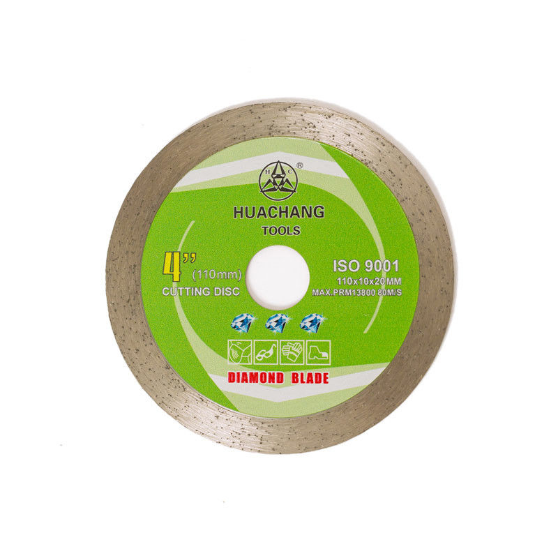 4,3 inch 110 × 1,2 / 1,8 × 10 × 20 mm Lưỡi kim cương vành liên tục ép lạnh cho gốm, đá cẩm thạch với tuổi thọ cắt dài