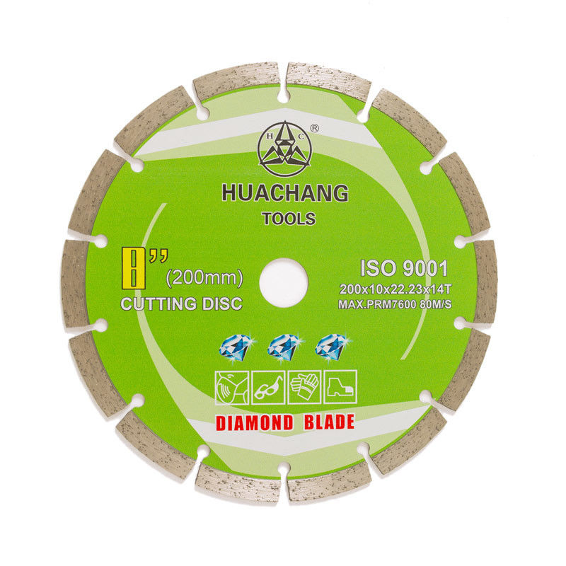 Máy ép nguội 8inch 200 × 1.6 / 2.2 × 10 × 22.23mm × 14T Lưỡi cắt kim cương được phân đoạn cho mục đích chung, đá và bê tông