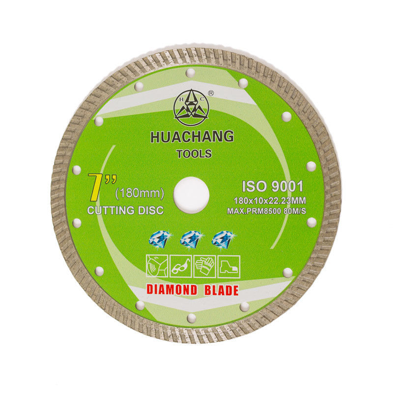 Máy ép nguội 7inch 180×1.6/2.6×10×22.23mm Lưỡi dao kim cương Turbo cho mục đích chung, gốm sứ, đá cẩm thạch và bê tông